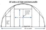 30'Wx40'Lx15'H hoop storage shed